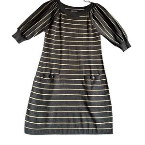 JESSICA HOWARD KNIT DRESS SLIP ON GRAY STRIPED FRONT POCKETS SZM